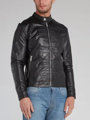 Black Perforated Leather Jacket