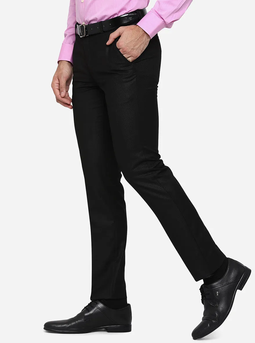 Black Solid Slim Fit Formal Trouser | JB Studio