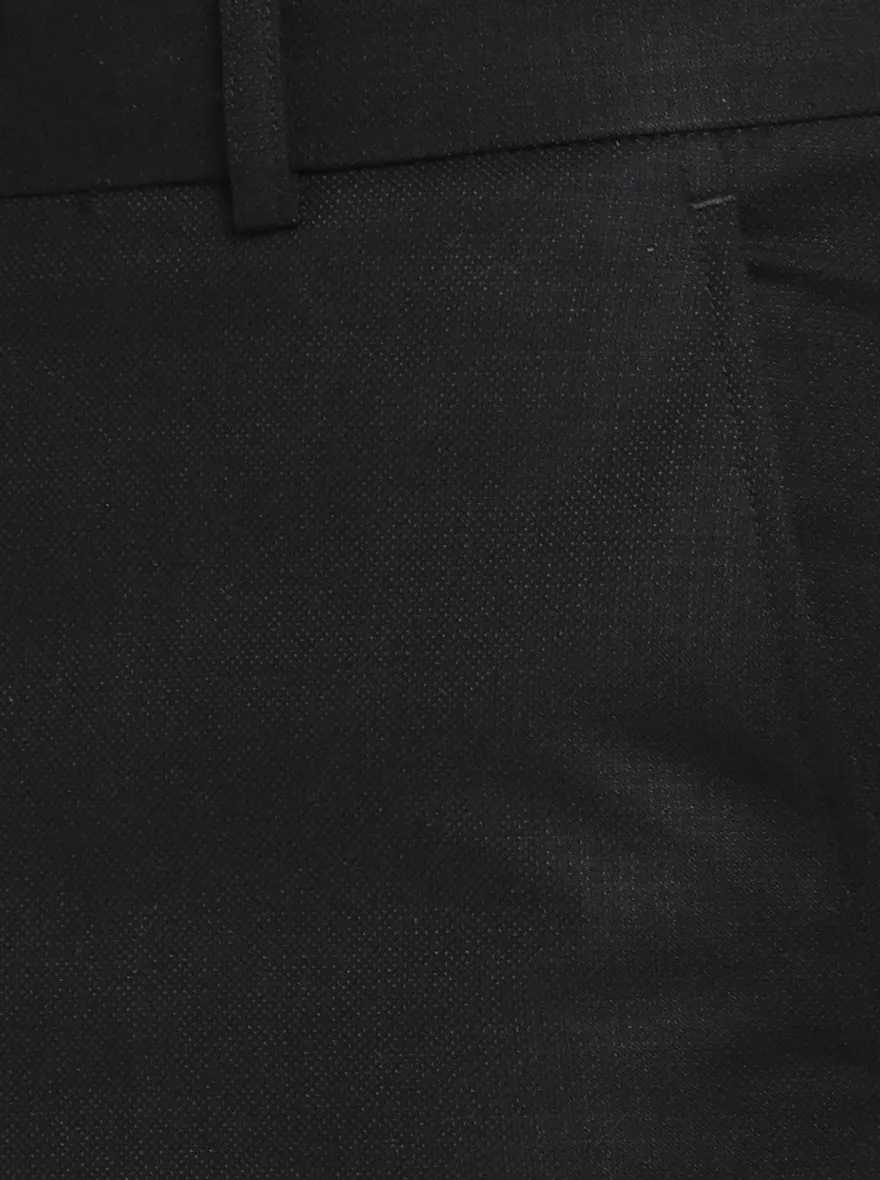 Black Solid Slim Fit Formal Trouser | Metal