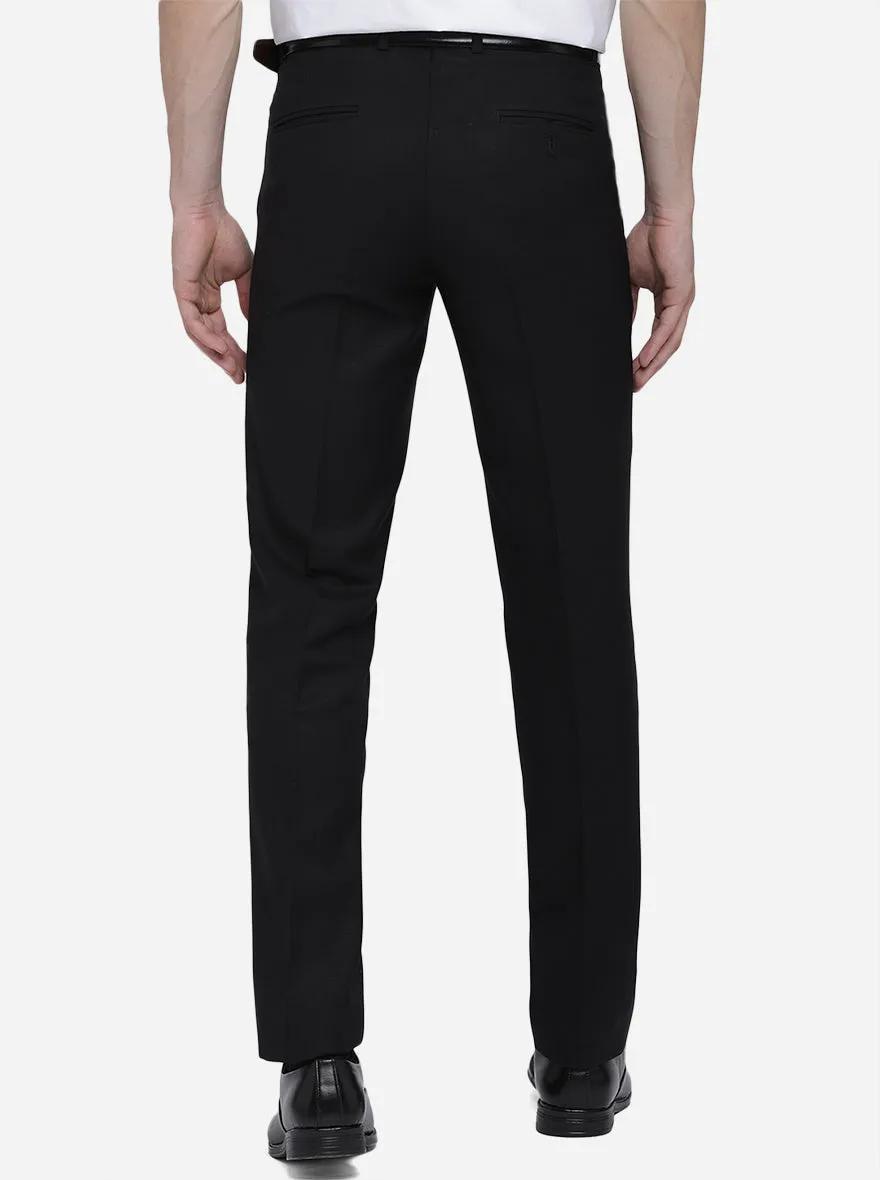 Black Solid Slim Fit Formal Trouser | Metal