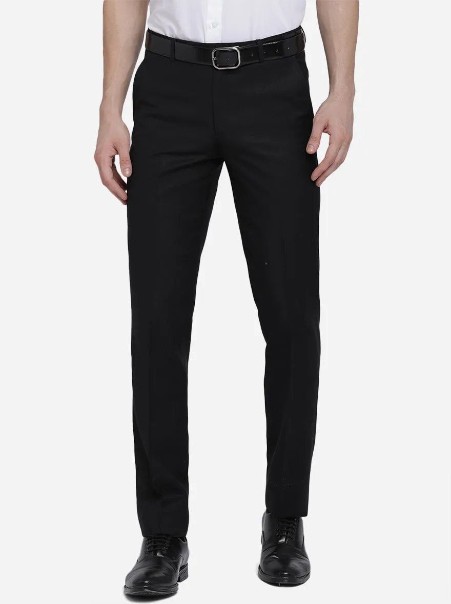 Black Solid Slim Fit Formal Trouser | Metal