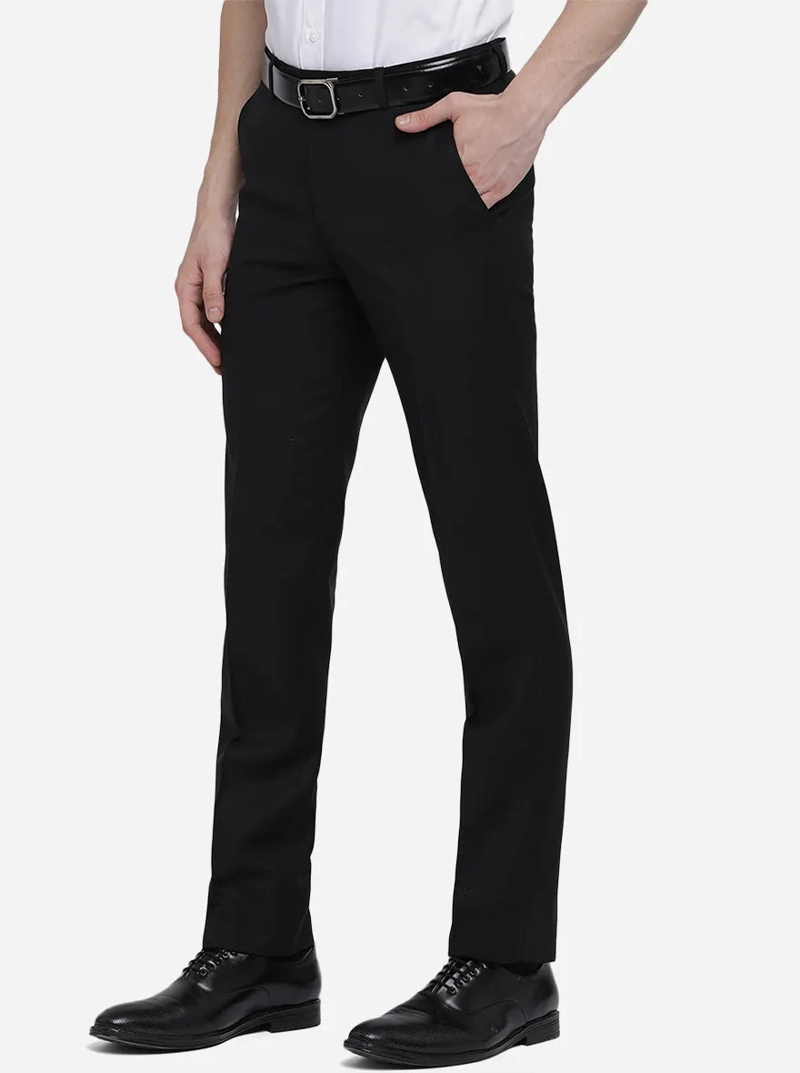 Black Solid Slim Fit Formal Trouser | Metal
