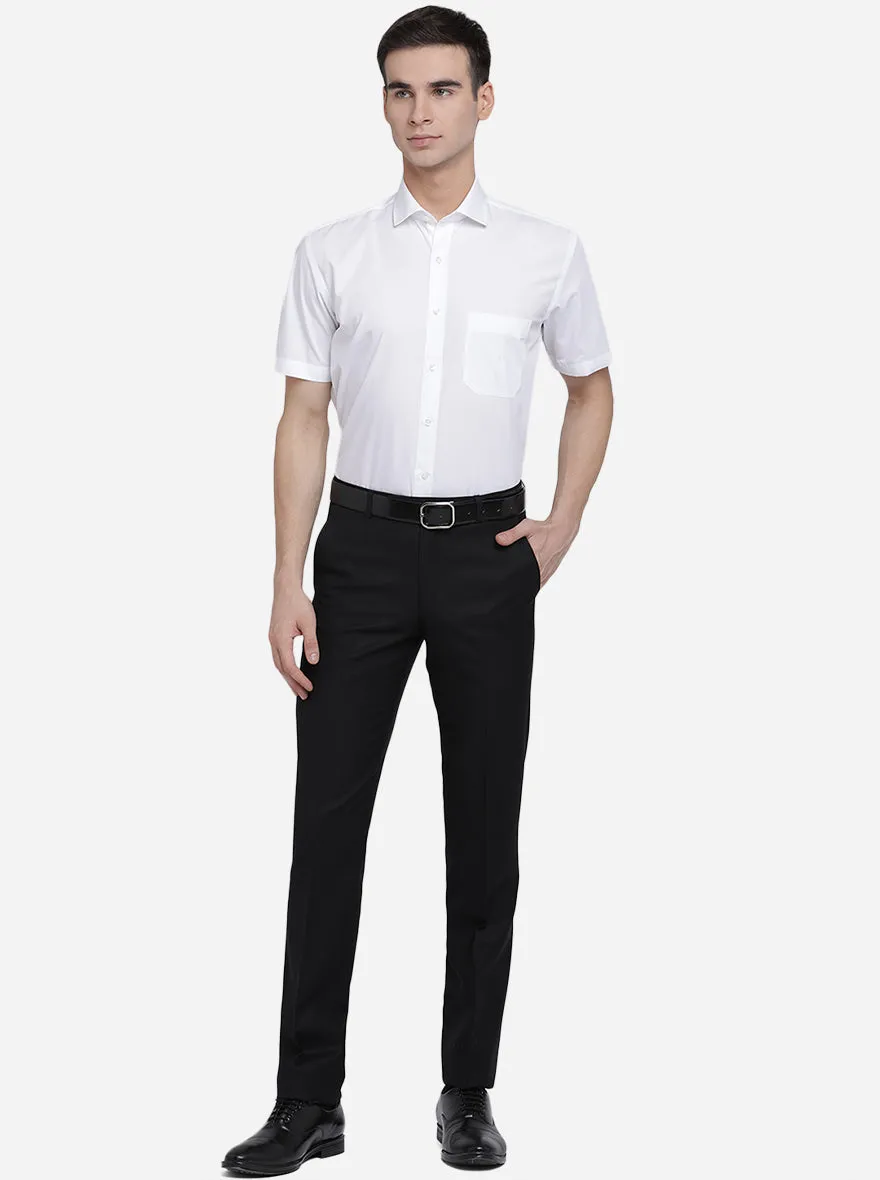 Black Solid Slim Fit Formal Trouser | Metal