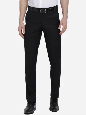 Black Solid Slim Fit Formal Trouser | Metal
