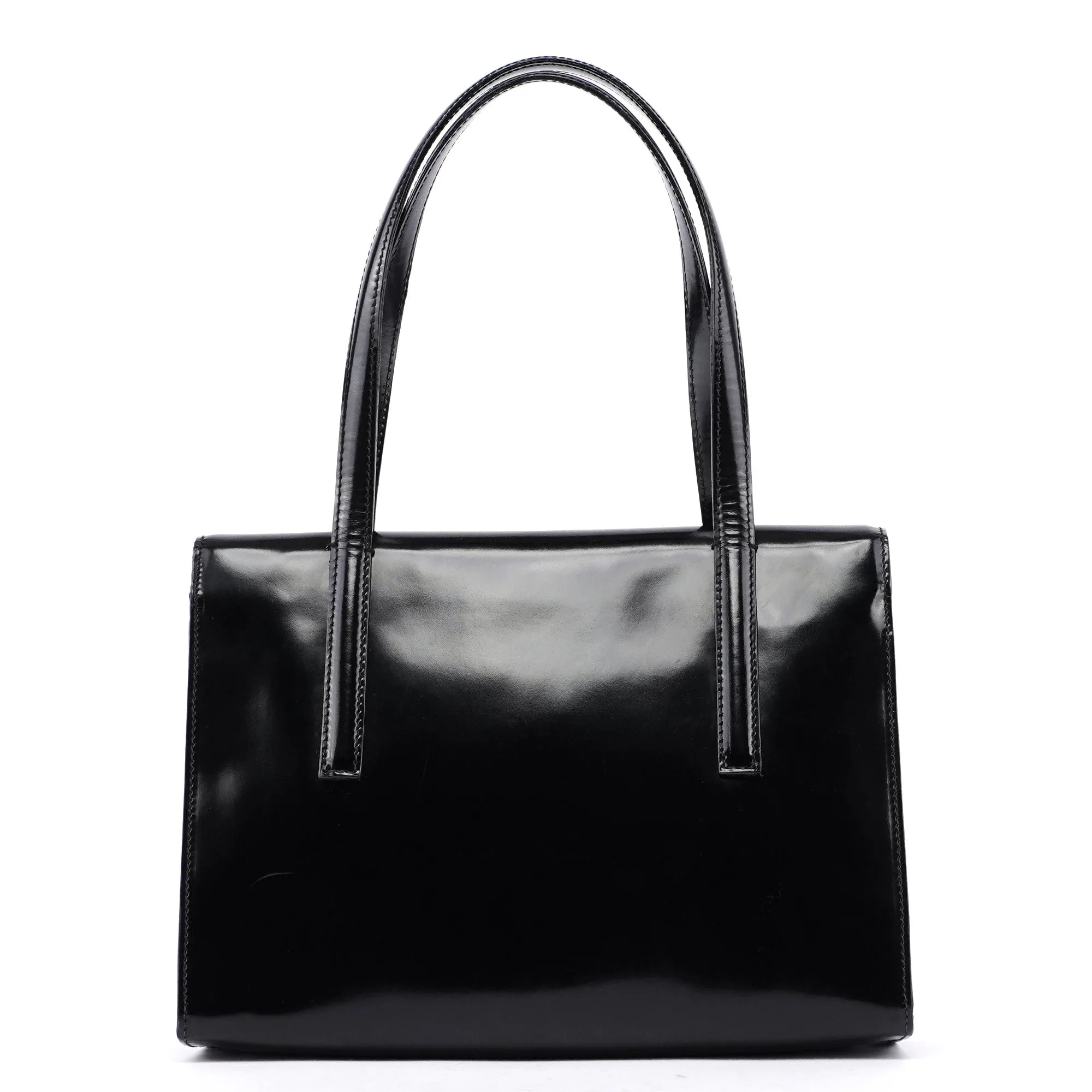 Black Spazzolato Flap Tote