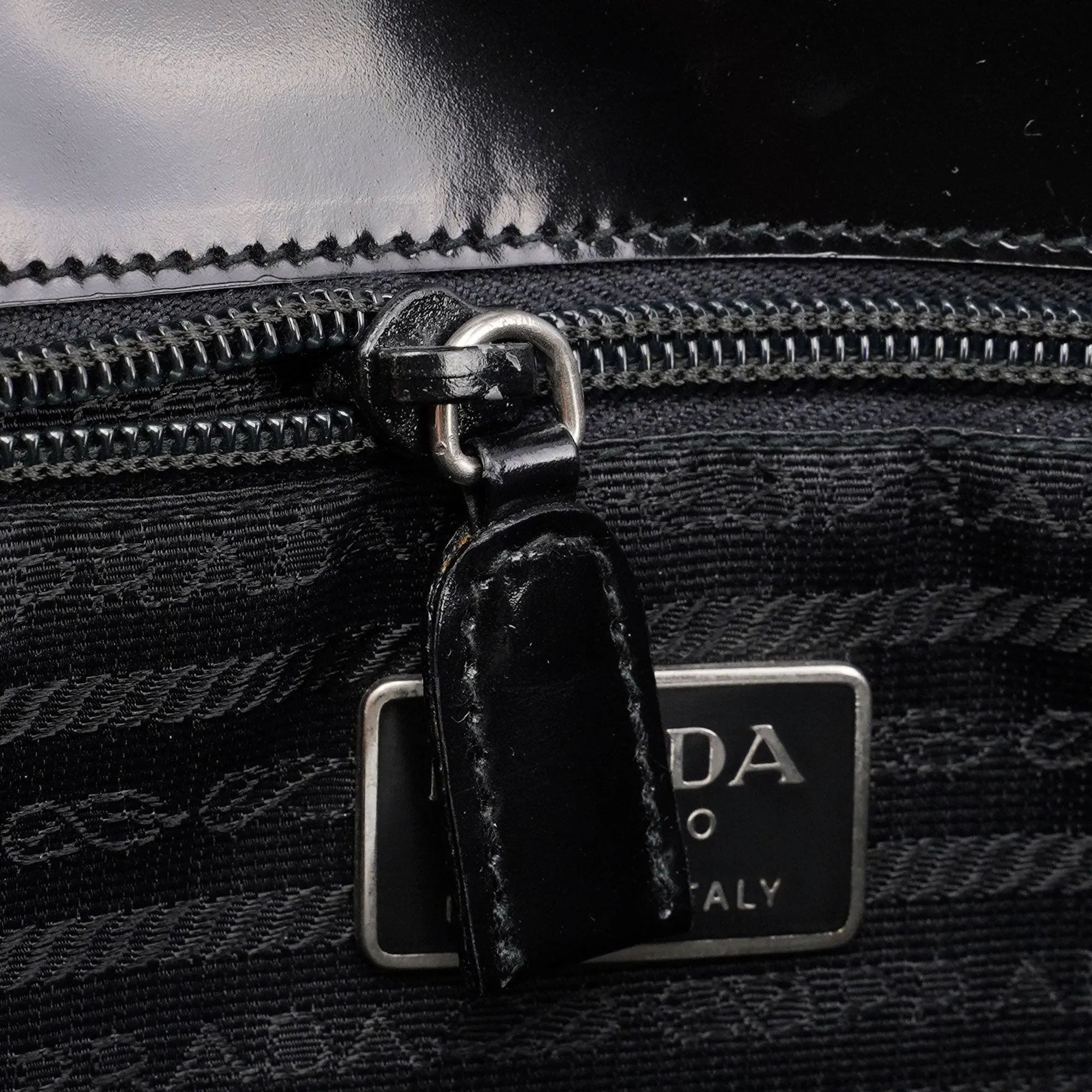 Black Spazzolato Flap Tote