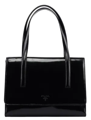 Black Spazzolato Flap Tote