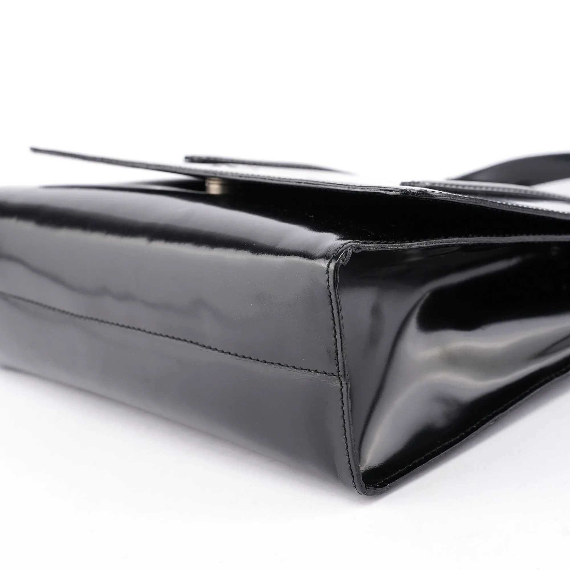 Black Spazzolato Flap Tote