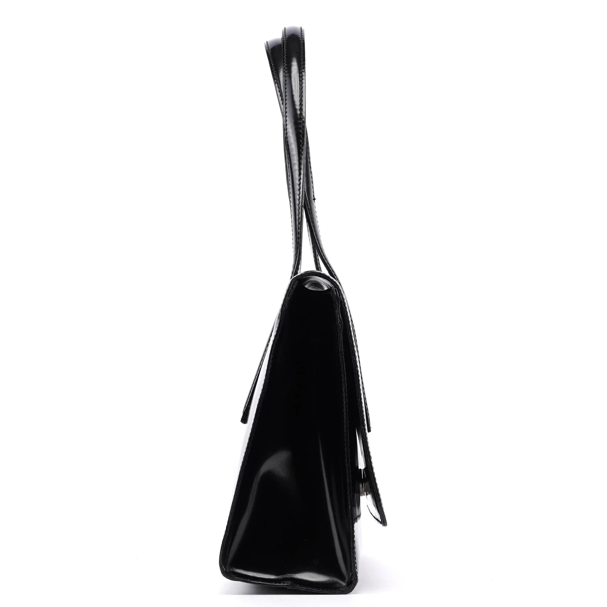 Black Spazzolato Flap Tote