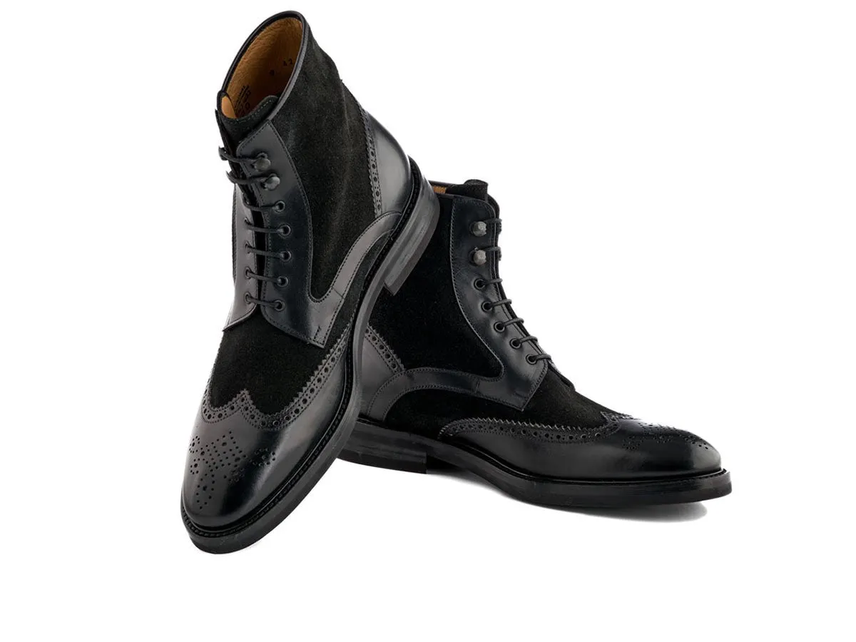 Black Wingtip Ankle Combat Boots for Men