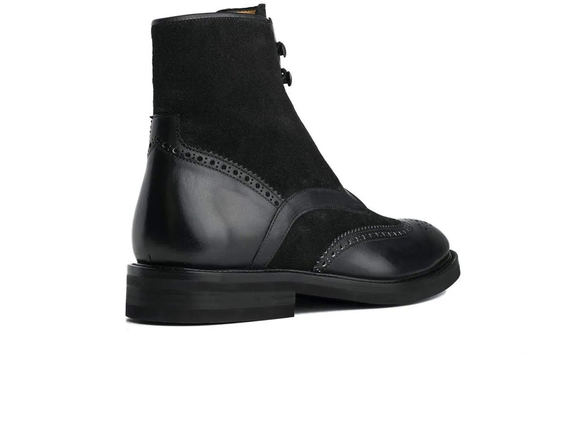 Black Wingtip Ankle Combat Boots for Men