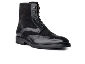 Black Wingtip Ankle Combat Boots for Men