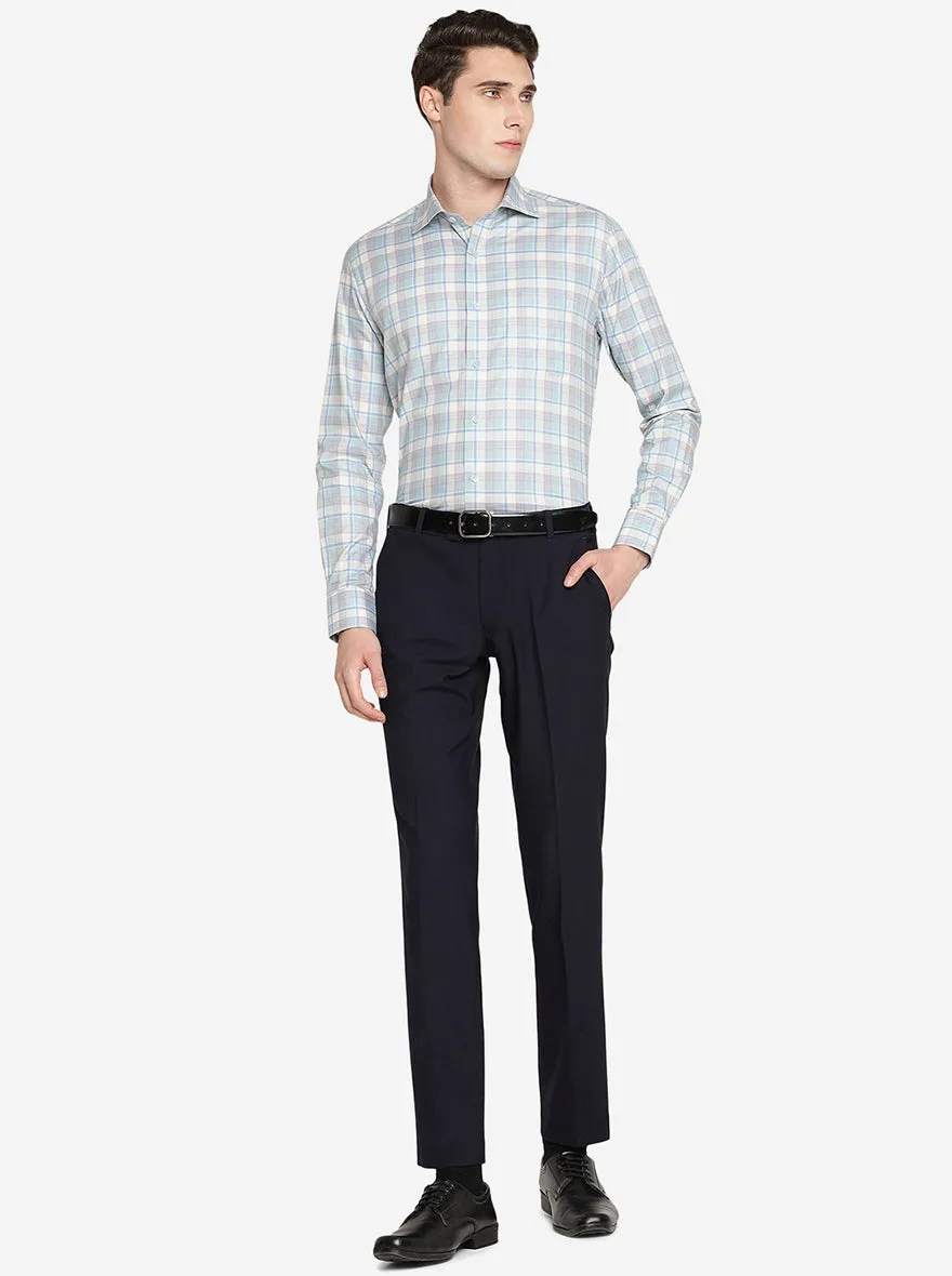 Blue Checked Slim Fit Formal Shirt | Metal