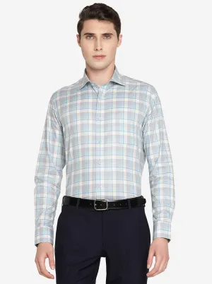 Blue Checked Slim Fit Formal Shirt | Metal