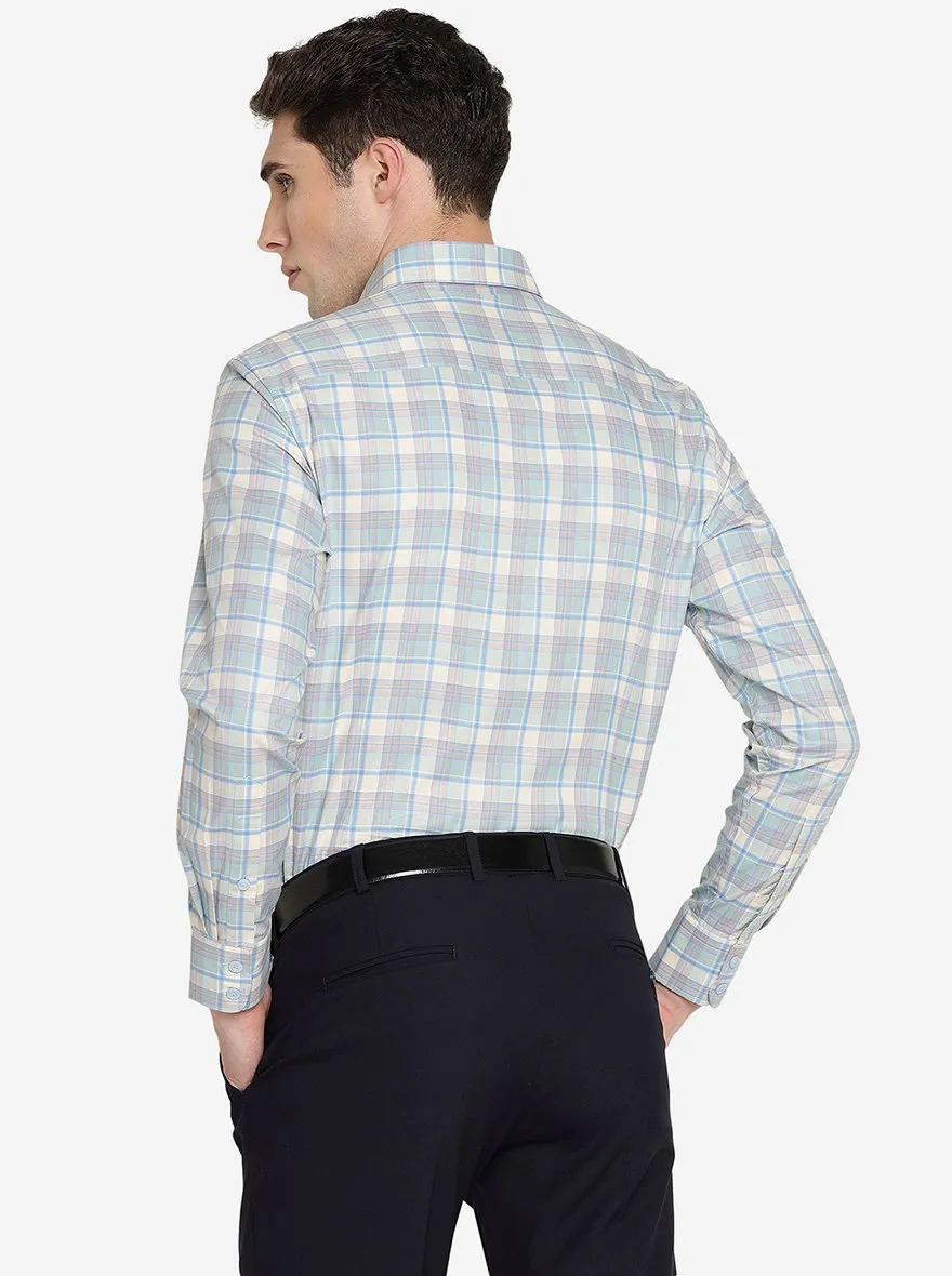 Blue Checked Slim Fit Formal Shirt | Metal