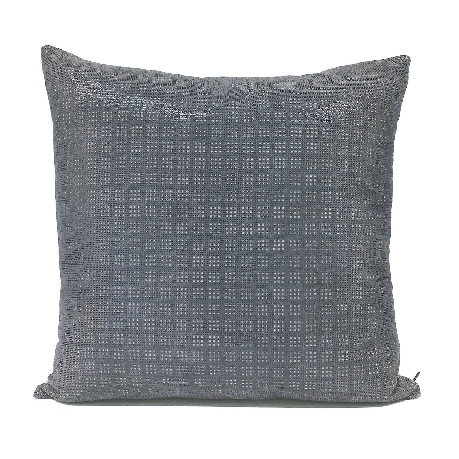 Blue Perforated Leather Decorative Pillow