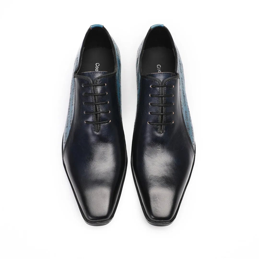 British retro derby men's cowhide handmade shoes square head lace-up casual business formal leather shoes derby shoes foreign trade