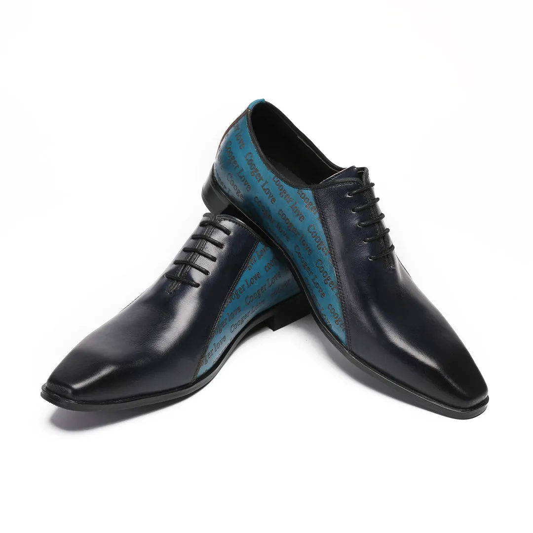 British retro derby men's cowhide handmade shoes square head lace-up casual business formal leather shoes derby shoes foreign trade