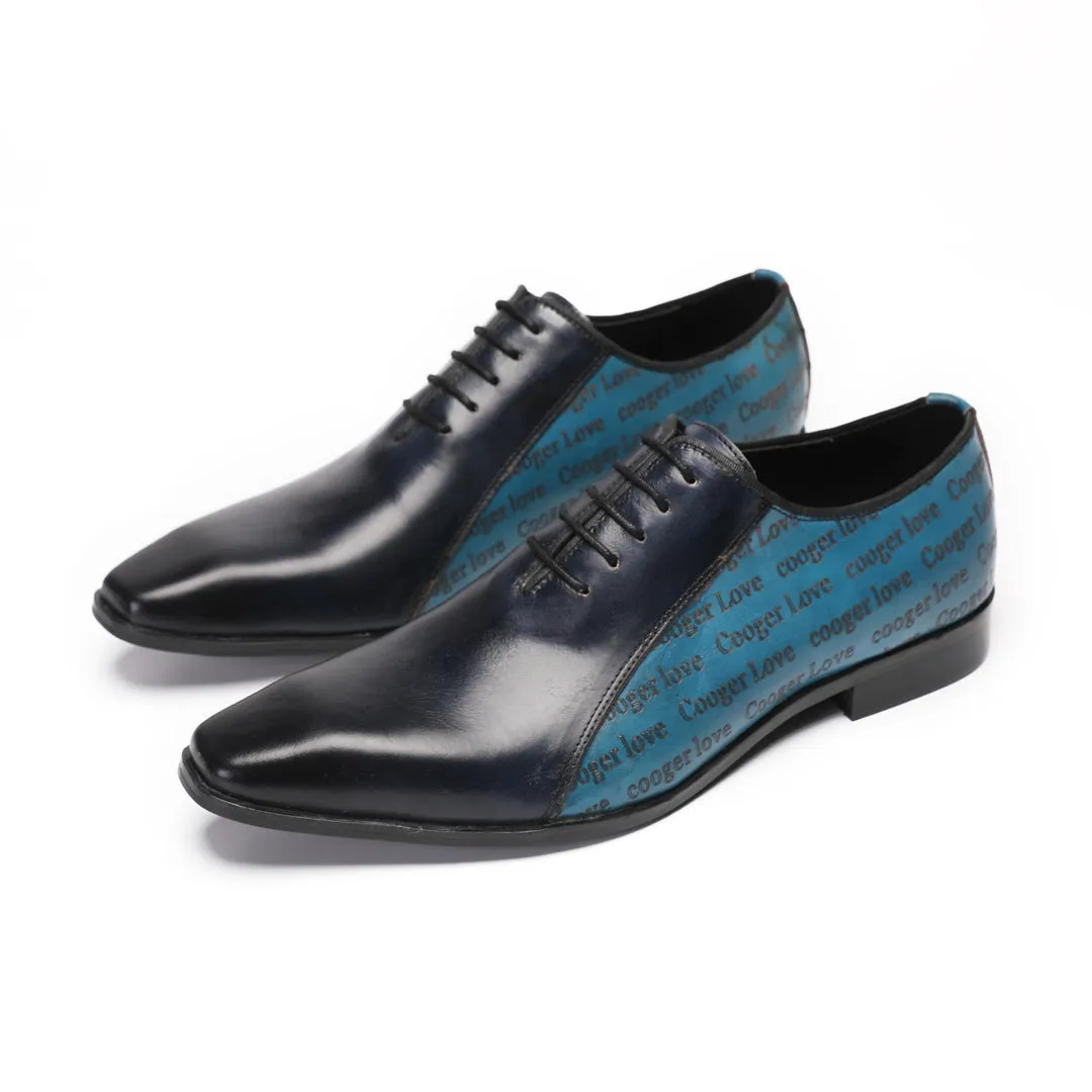 British retro derby men's cowhide handmade shoes square head lace-up casual business formal leather shoes derby shoes foreign trade