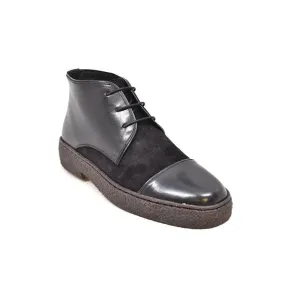 British Walkers Playboy Cap Toe Men's Black Leather and Suede High Tops Ankle Boots