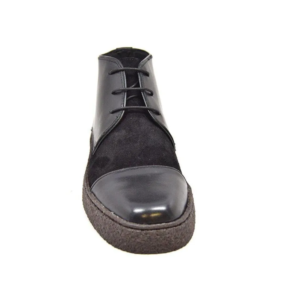British Walkers Playboy Cap Toe Men's Black Leather and Suede High Tops Ankle Boots