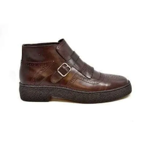 British Walkers Playboy Manhattan Wingtip Men's Brown Leather High Tops Ankle Boots