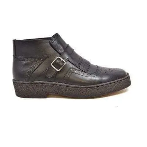 British Walkers Playboy Manhattan Wingtips Men's Black Leather High Tops Ankle Boots