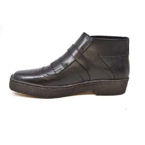 British Walkers Playboy Manhattan Wingtips Men's Black Leather High Tops Ankle Boots