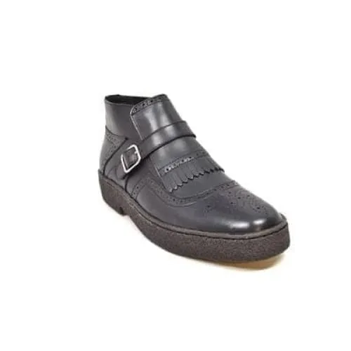 British Walkers Playboy Manhattan Wingtips Men's Black Leather High Tops Ankle Boots