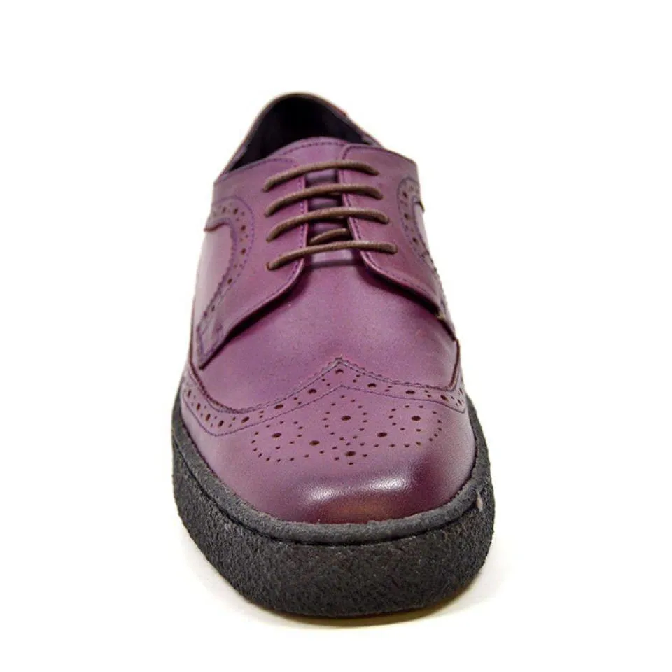 British Walkers Playboy Originals Wingtip Low Cut Men's Albergine Leather Oxfords Ankle Boots