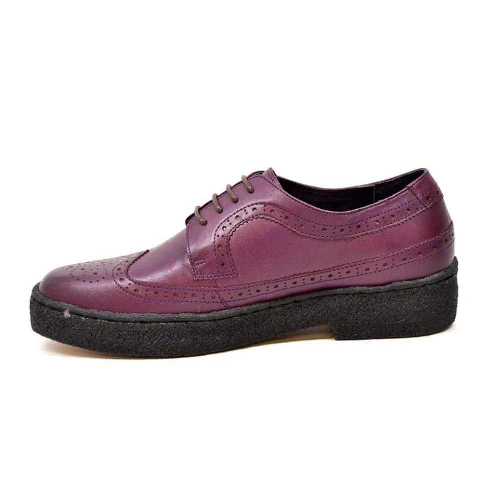 British Walkers Playboy Originals Wingtip Low Cut Men's Albergine Leather Oxfords Ankle Boots