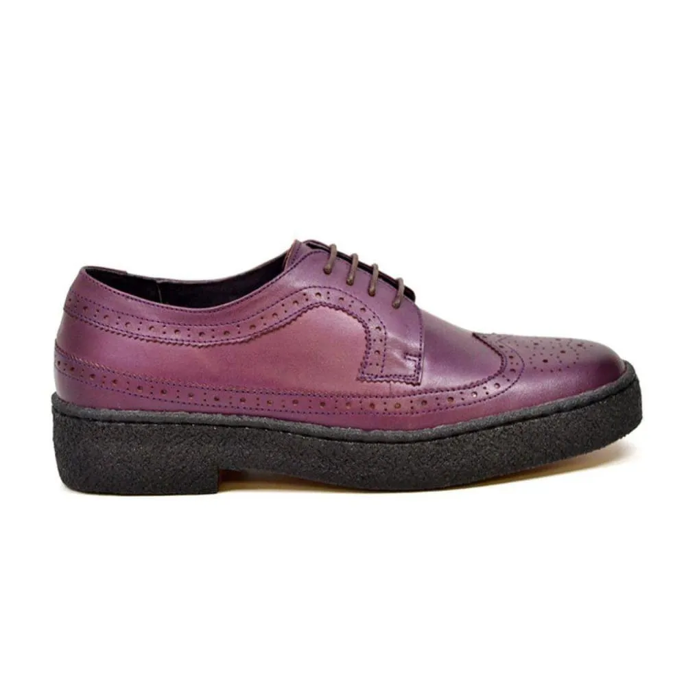 British Walkers Playboy Originals Wingtip Low Cut Men's Albergine Leather Oxfords Ankle Boots