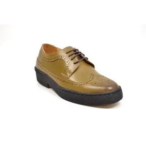 British Walkers Playboy Originals Wingtip Low Cut Men's Olive Leather Oxfords Ankle Boots