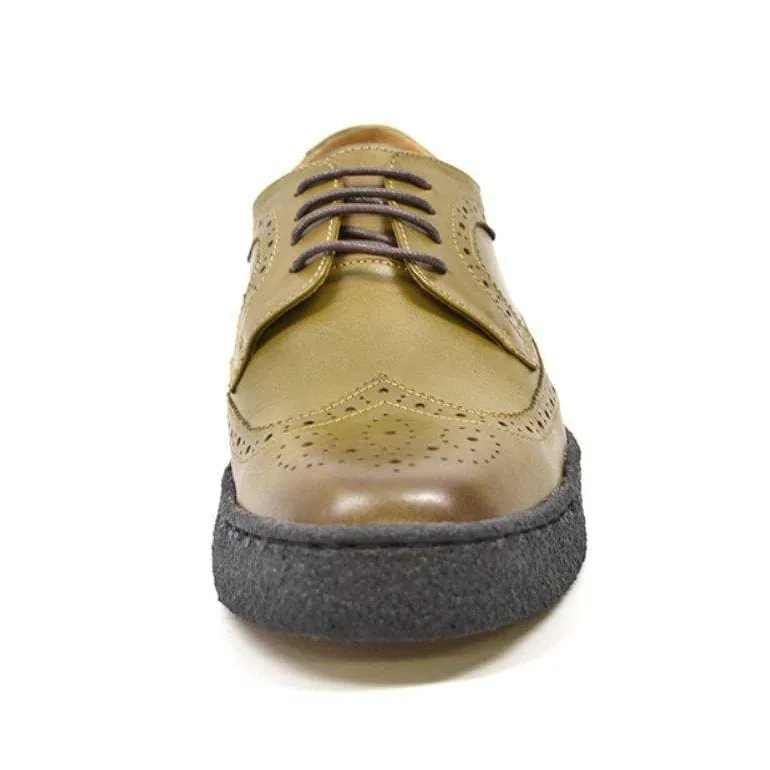 British Walkers Playboy Originals Wingtip Low Cut Men's Olive Leather Oxfords Ankle Boots