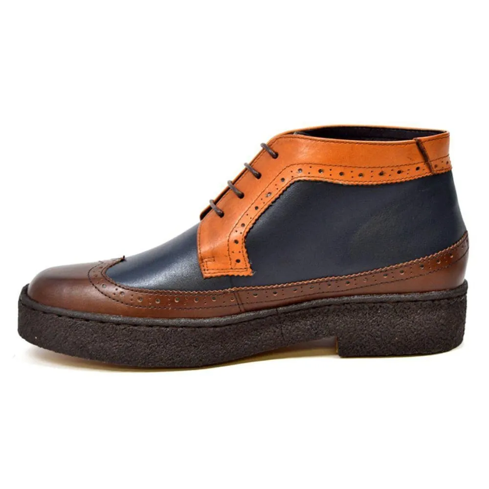 British Walkers Playboy Wingtips Men's Three Tone High Top Lace Up Leather Ankle Boots