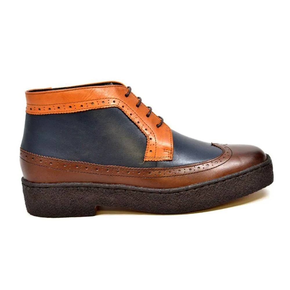 British Walkers Playboy Wingtips Men's Three Tone High Top Lace Up Leather Ankle Boots
