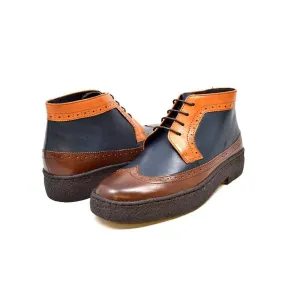 British Walkers Playboy Wingtips Men's Three Tone High Top Lace Up Leather Ankle Boots