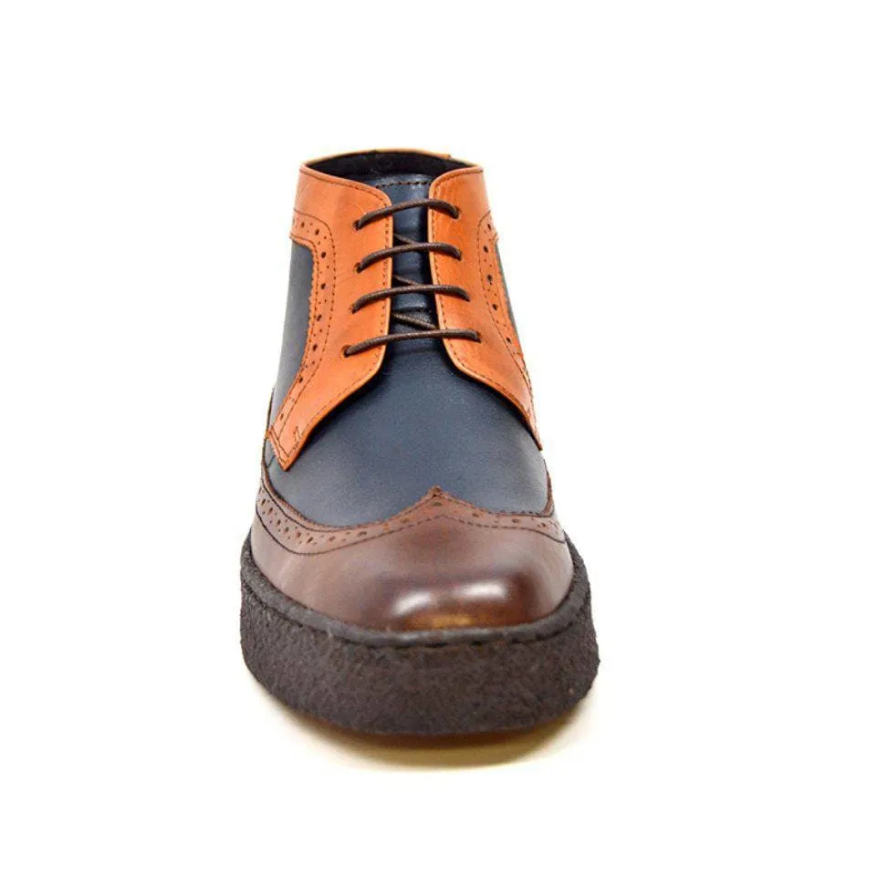 British Walkers Playboy Wingtips Men's Three Tone High Top Lace Up Leather Ankle Boots