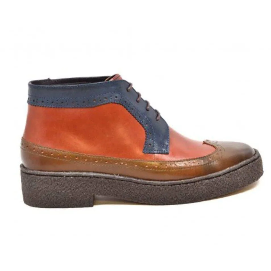 British Walkers Playboy Wingtips Men's Three Tone High Top Lace Up Leather Ankle Boots