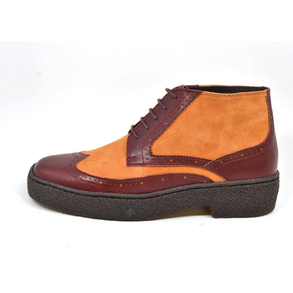 British Walkers Playboy Wingtips Men's Two Tone Leather High Top Boots Ankle Boots