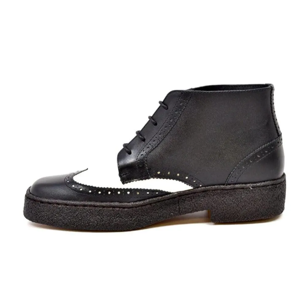 British Walkers Playboy Wingtips Men's Two Tone Leather High Top Boots Ankle Boots