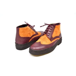 British Walkers Playboy Wingtips Men's Two Tone Leather High Top Boots Ankle Boots