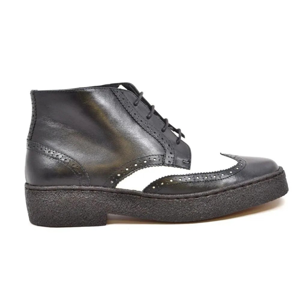 British Walkers Playboy Wingtips Men's Two Tone Leather High Top Boots Ankle Boots