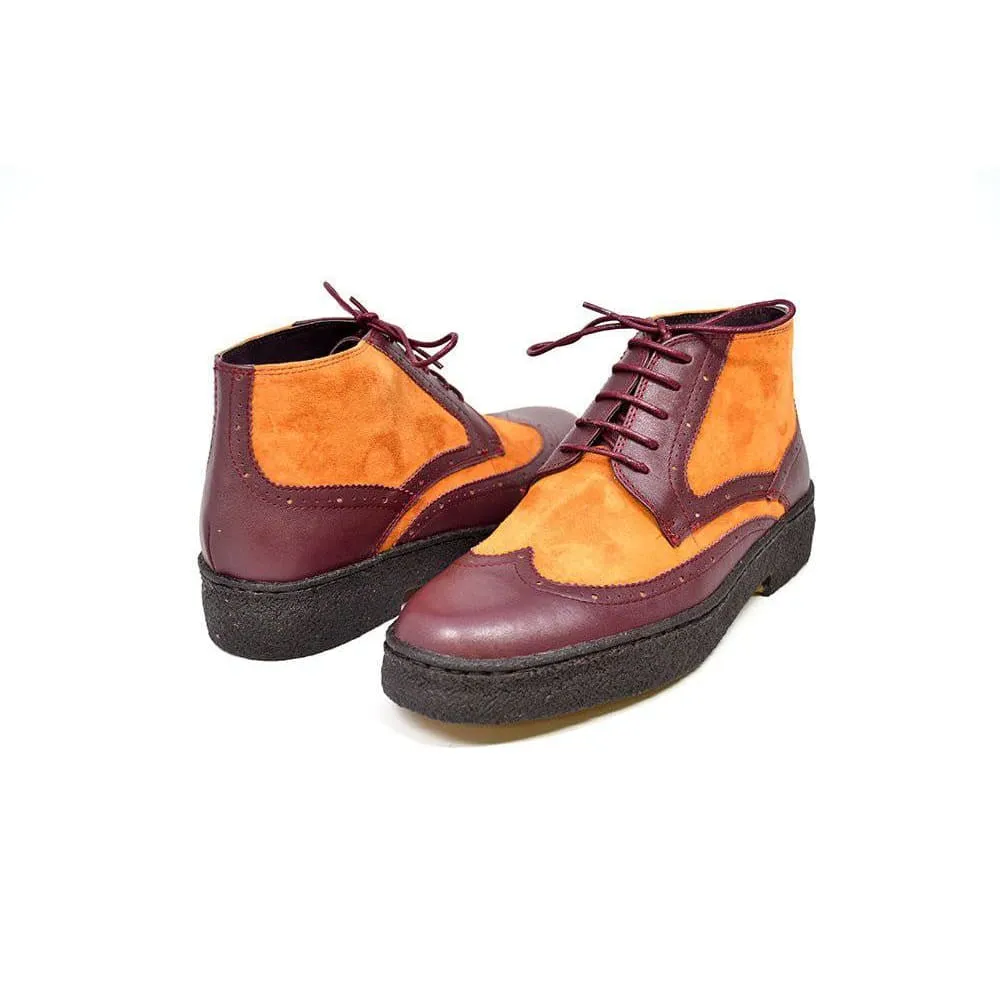 British Walkers Playboy Wingtips Men's Two Tone Leather High Top Boots Ankle Boots