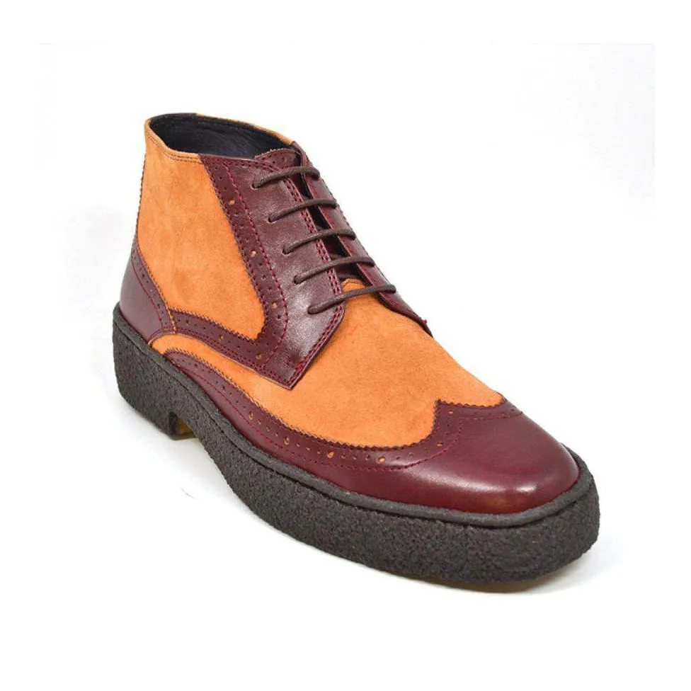 British Walkers Playboy Wingtips Men's Two Tone Leather High Top Boots Ankle Boots