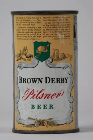 Brown Derby Pilsner Beer - ACTUAL can pictured on Lilek page #135