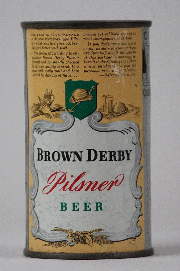 Brown Derby Pilsner Beer - ACTUAL can pictured on Lilek page #135