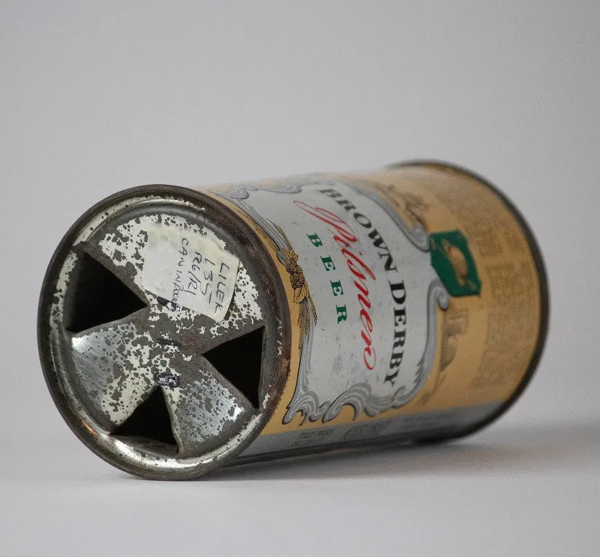 Brown Derby Pilsner Beer - ACTUAL can pictured on Lilek page #135