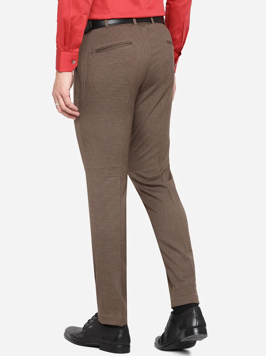 Brown Solid Super Slim Fit Formal Trouser | JadeBlue