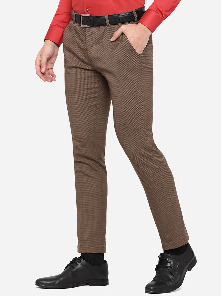 Brown Solid Super Slim Fit Formal Trouser | JadeBlue